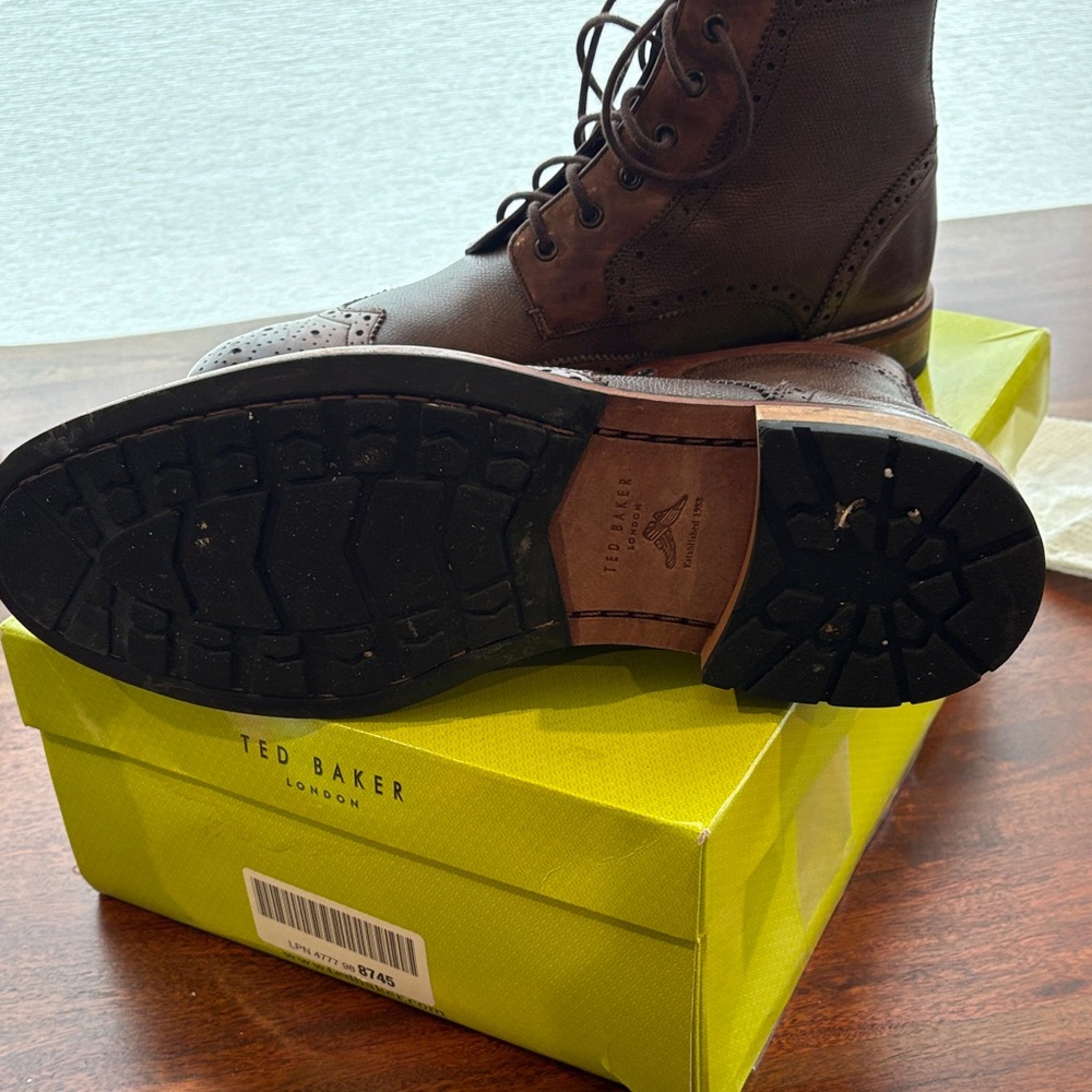 Ted Baker Dark Brown Leather Lace-Up Boots - Picture 4 of 7
